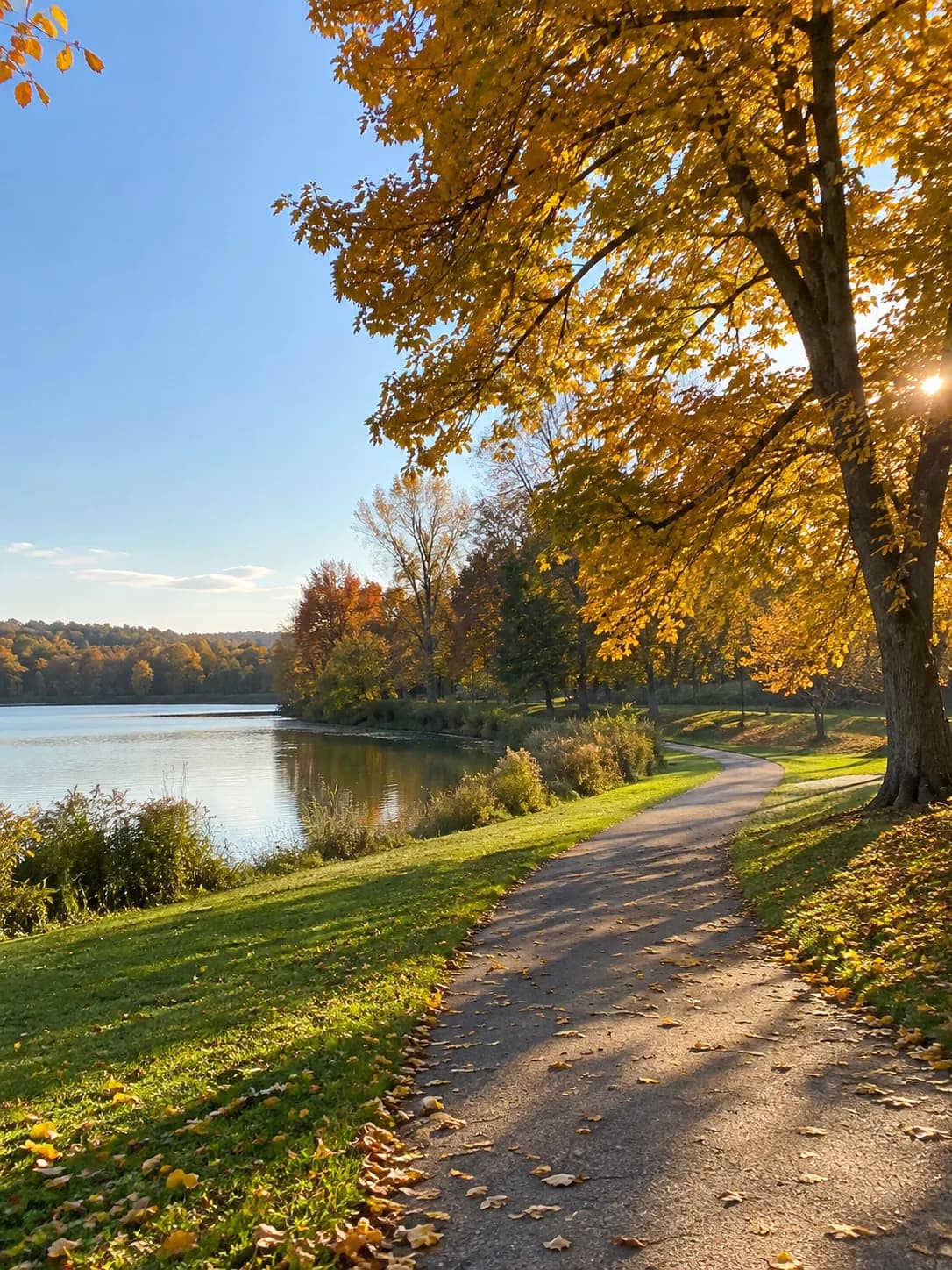 An autumn walk beside the lake.